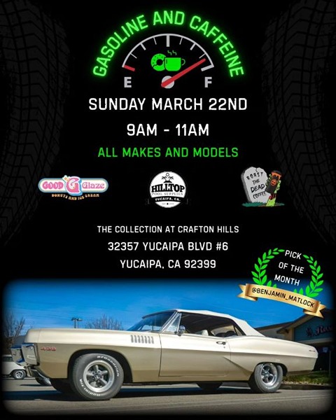 Unstabled Gasoline and Cafeine Cars and Coffee flyer March 2026